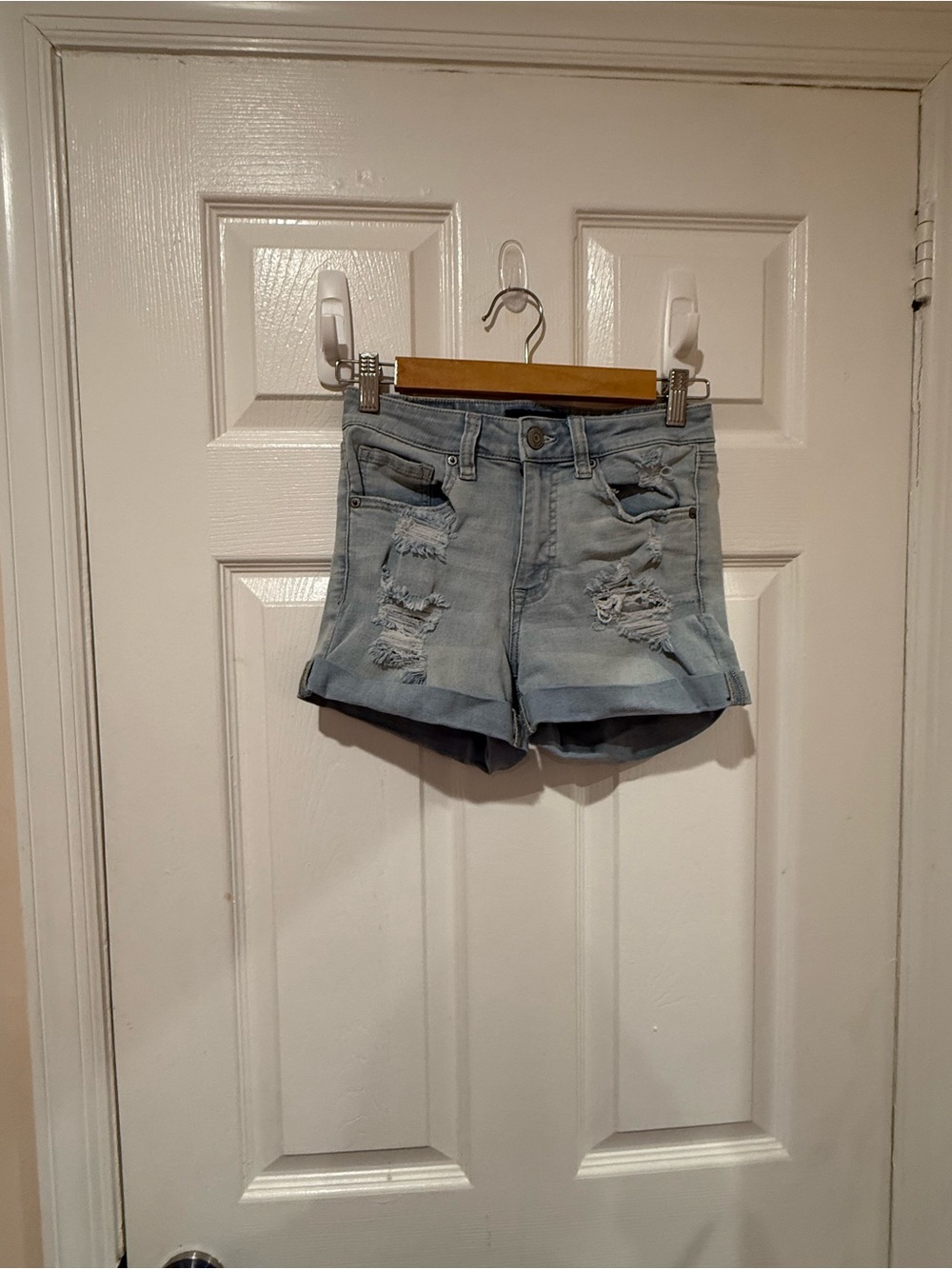 Distressed Light Blue Women’s Denim Shorts